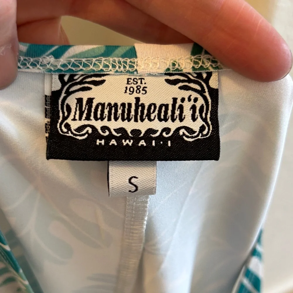 NEW Manuhealii Teal Leaf Print Tank Top, Small - Picture 4 of 4